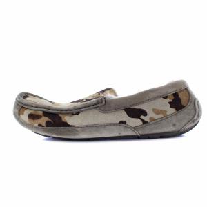 UGG australia アスコット ハラコ ムートン スリッポン モカシン 迷彩柄 US8 ベージュ ブラウン