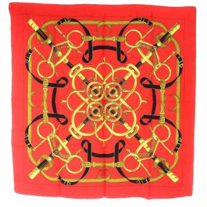 カレ90 Eperon d'or 黄金の拍車 スカーフ シルク レッド