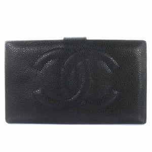 長財布 キャビアスキン ココマーク 4番台 黒