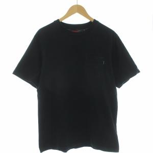 Tシャツ カットソー 半袖 ポケット M ブラック