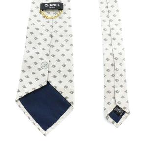 CHANEL ココマーク ワイドタイ ネクタイ 総柄 シルク グレー