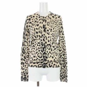 アンサンブルニット カーディガン 長袖 タンクトップ ウール ダルメシアン柄 38 M 40 L ベージュ ブラック