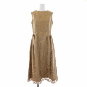 19SS オパールプリントワンピース ノースリーブ ロング 38 M キャメル CWFO193001 タグ付き