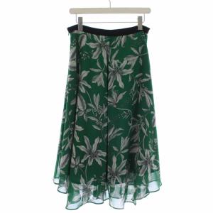 ADORE 19SS フレアスカート ロング 花柄 38 M 緑 グリーン 531-9120326