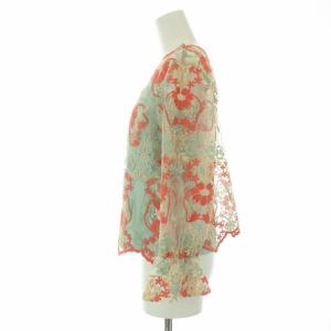 GRACE CONTINENTAL 21SS フラワーオーナメントトップ ブラウス 長袖 スカラップ レース 刺繍 シースルー 花柄 36 S