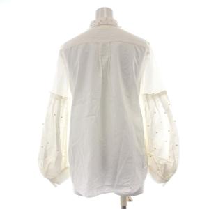 GRACE CONTINENTAL 18AW ブラウス シャツ 長袖 パフスリーブ パールビーズ 36 S 白 ホワイト