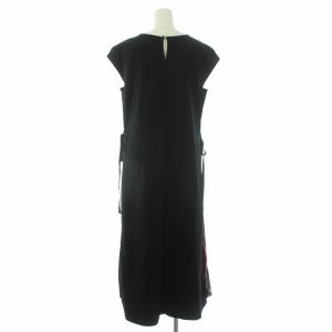 BLUE LABEL CRESTBRIDGE ワンピース フレンチスリーブ ロング サイドチェック 切替 38 ブラック