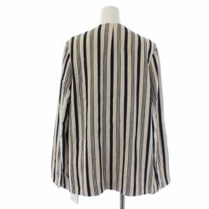 Spick&Span テーラードジャケット 背抜き シングル ストライプ リネン混 38 M 紺 ネイビー ベージュ