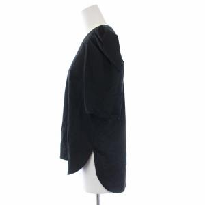 ANAYI 21SS バックボタン 五分袖 ブラウス シャツ ノーカラー 38 M 黒 ブラック