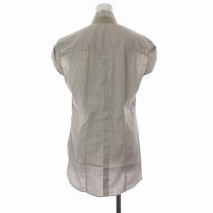 BRUNELLO CUCINELLI ブラウス シャツ チェック フレンチスリーブ 薄手 M グレージュ