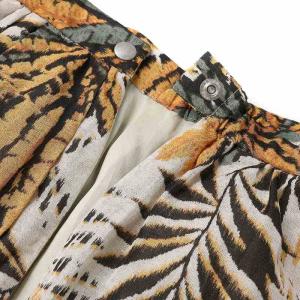 Plage 20SS エスニックプリントタックスカート フレアスカート ロング マキシ リネン 麻 36 S 茶 ブラウン