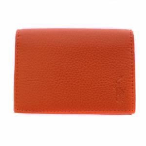 カードケース 名刺入れ ロゴ 型押し レザー インド製 オレンジ