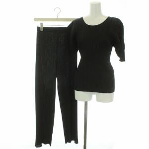 イッセイミヤケ セットアップ カットソー 半袖 イージーパンツ プリーツ 3 ブラック