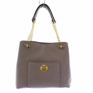 TORY BURCH トートバッグ ショルダーバッグ レザー チェーン グレージュ