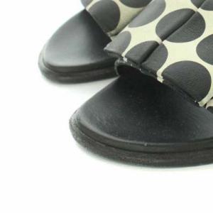 PIERRE HARDY ミュール サンダル ローヒール レザー ドット柄 36 23.0cm 黒 ブラック 白 ホワイト KM01