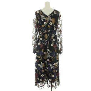 GRACE CONTINENTAL 20AW レース刺繍ワンピース 花柄 36 黒 紺