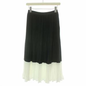 20SS バイカラースカート ロング マキシ プリーツ イージー 36 S 黒 ブラック 白 ホワイト