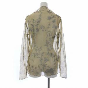 Ameri VINTAGE 21SS BENETT SHEER TOP カットソー 長袖 ハイネック 総柄 F カーキ