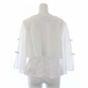 M'S GRACY フェイクレイヤード カットソー 七分袖 リボン 40 L 白 ホワイト