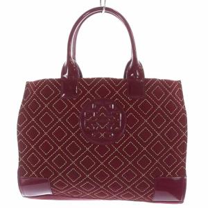 TORY BURCH トートバッグ エナメル キルティング ロゴ ボルドー