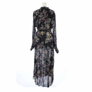ISABEL MARANT ETOILE シアー シャツワンピース 長袖 ロング バンドカラー 総柄 34 ブラック