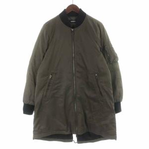 ダウンジャケット ロング 切替 ジップアップ XS カーキ