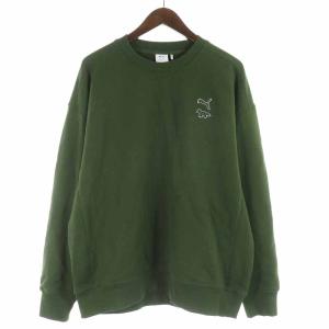 PUMA CREW トレーナー スウェット プルオーバー コットン ロゴ刺繍 長袖 US カーキ