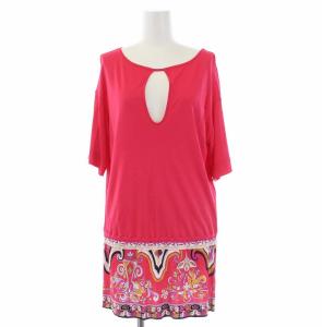 プッチ柄 切替 チュニック カットソー 半袖 I38 S ピンク