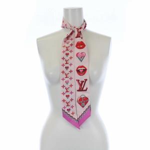 LOUIS VUITTON M76117 20SS バンドーBB ラッキーモノグラム リボンスカーフ シルク ピンクベージュ