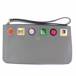 リストレット ポーチ スタッズ レザー グレー 8M0341-SR0