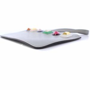 FENDI リストレット ポーチ スタッズ レザー グレー 8M0341-SR0