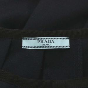 PRADA プリーツスカート フレアスカート ひざ丈 ウール 38 XS 紺 ネイビー