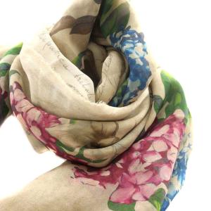 Faliero Sarti ストール マフラー 花柄 シルク ベージュ
