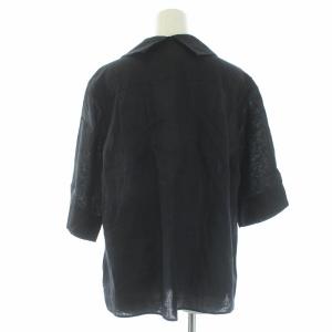 MARGARET HOWELL 21AW LINEN VOILE シャツ リネン 半袖 2 M 黒 ブラック
