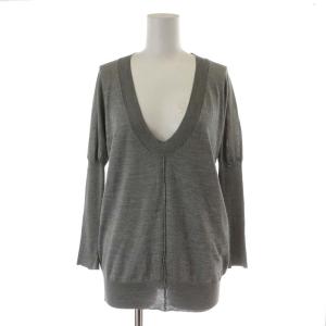 AD2007 ニット カットソー 長袖 絹 シルク S グレー