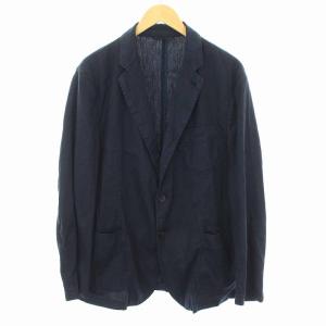 GIORGIO ARMANI テーラードジャケット 2B リネン コットン アウター 54R XL ネイビー