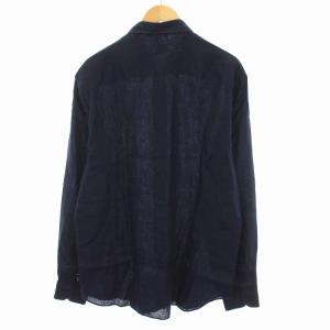 ARMANI COLLEZIONI シャツ リネン コットン 長袖 XL ネイビー