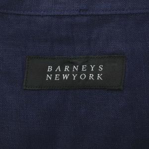 BARNEYS NEW YORK 半袖リネンシャツ カジュアルシャツ 半袖 ステンカラー 麻 XL 紺 ネイビー 2102527