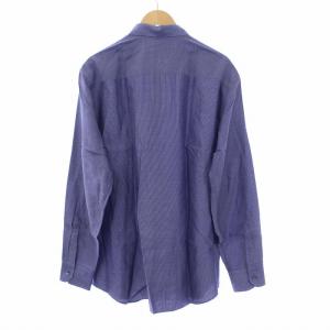 GIORGIO ARMANI 長袖シャツ ドレスシャツ 総柄 コットン 44 17.5 L 紺 ネイビー