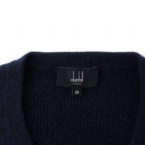 dunhill 長袖 ニット セーター Vネック カシミヤ100％ M ネイビー