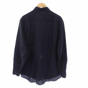 GIORGIO ARMANI リネン ドレスシャツ 長袖 麻 43 17 L 黒 ブラック