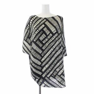 17AW 変形アシンメトリーカットソー 総柄 3 黒