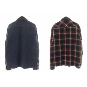 DIESEL リバーシブル デニムジャケット チェック L ブルー レッド