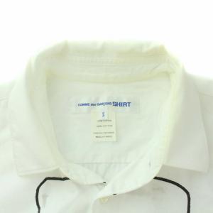 COMME des GARCONS SHIRT シャツ スタンダードカラー 長袖 プリント 切替 S ホワイト ブラック W23035