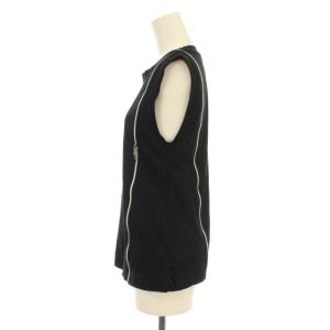 DIESEL カットソー ノースリーブ クルーネック ジップアップ ストレッチ S ブラック