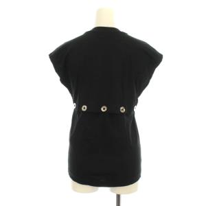 DIESEL カットソー フレンチスリーブ スタッズ ロゴ ストレッチ S ブラック