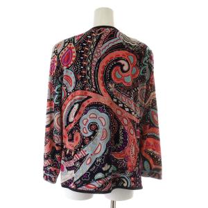 LEONARD FASHION カンカン素材 ノーカラージャケット 総柄 40 M 黒 ブラック 赤 レッド