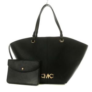 IZZY ファン ミディアム ハンドバッグ ショルダーバッグ レザー ブラック