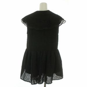 Chesty 22SS オーガンジーカラートップス カットソー ノースリーブ ビーズ装飾 花柄 1 S ブラック