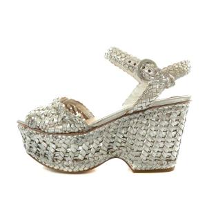 PRADA サンダル ウェッジソール ストラップ 37.5 シルバー